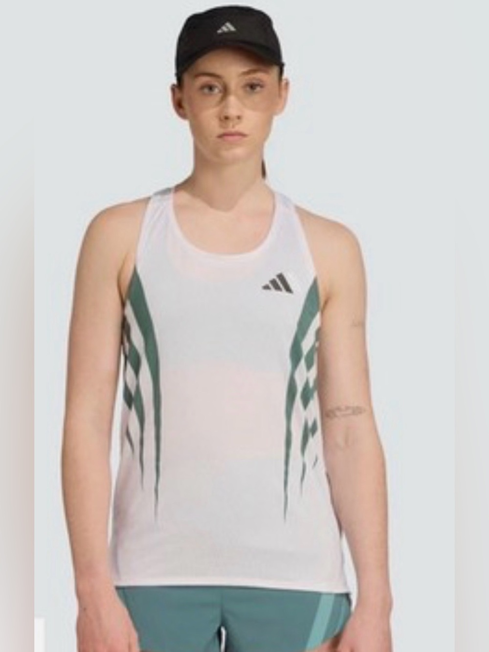 adidas Running Singlet Women's Tank Top adizero White Green $55